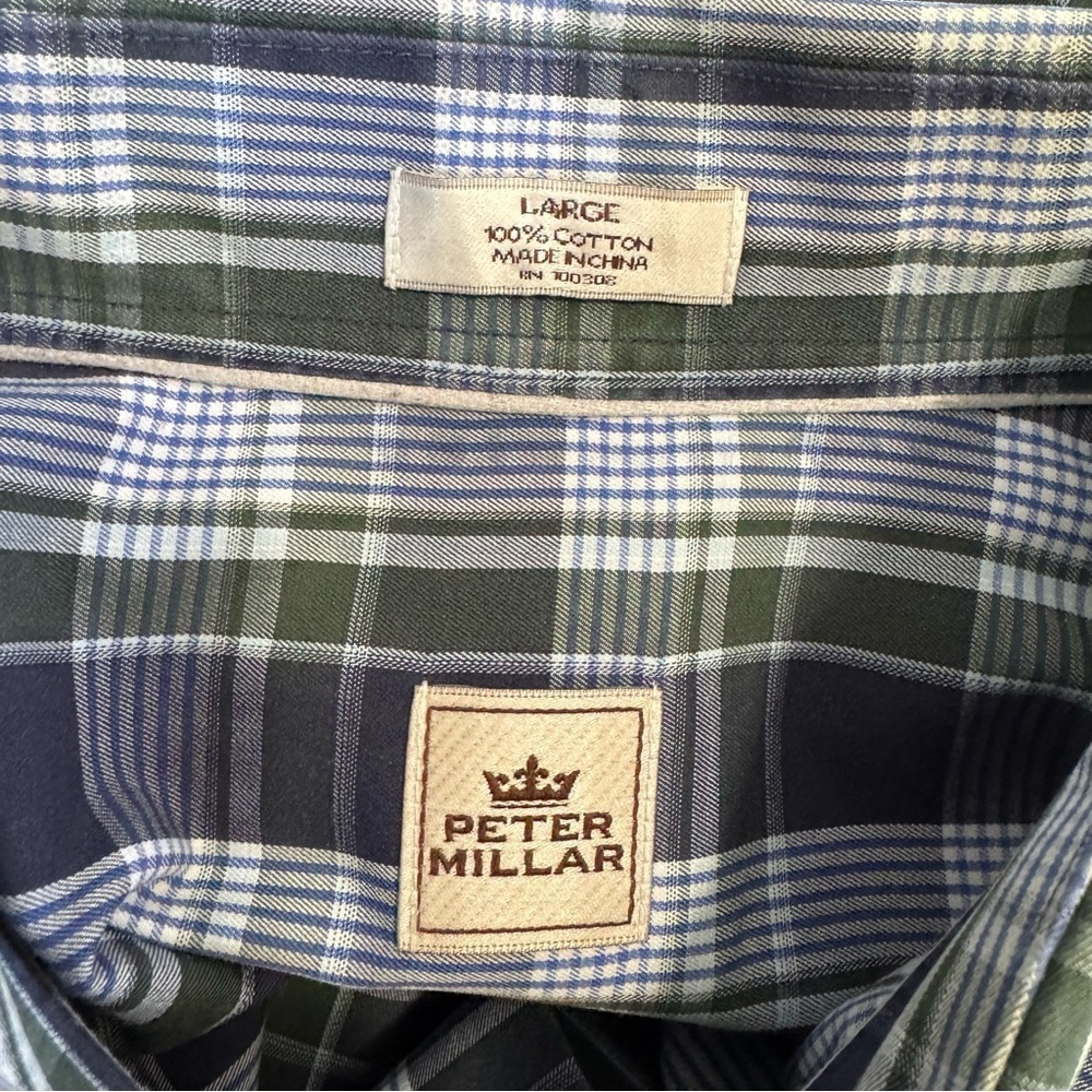 Peter Millar 100% Cotton Plaid Button Down Shirt - Picture 4 of 5